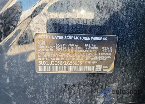 2019 BMW X4 xDrive30I from USA, damaged, VIN 5UXUJ3C56KLG56035